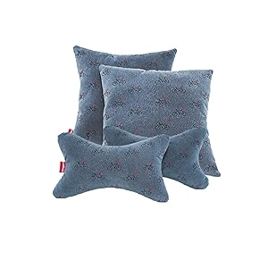 elegant polyester suede cu10 beige car seat neck rest pillow and cushions set of 4