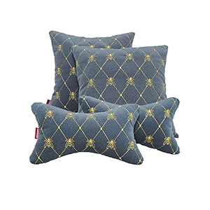 elegant polyester suede cu10 beige car seat neck rest pillow and cushions set of 4