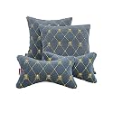 Elegant Polyester Suede Cu10 Beige Car Seat Neck Rest Pillow And Cushions (Set Of 4)