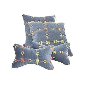 elegant polyester suede cu10 beige car seat neck rest pillow and cushions set of 4