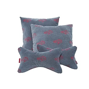 elegant polyester suede cu10 beige car seat neck rest pillow and cushions set of 4