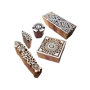 elegant designs border and square wooden block stamps set of 5