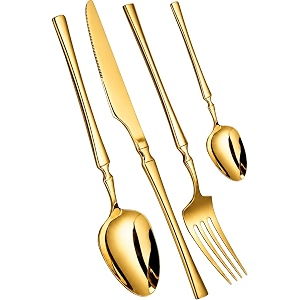 elegant handle gold 24 pcs heavy duty stainless steel cutlery set for dining table 6 pcs spoon set6 pcs forks set6 pcs butter knife6 pcs dessert spoon for kitchen