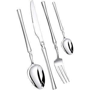 elegant handle silver 12 pcs cutlery set for dining table