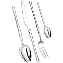 Elegant Handle Silver 20 Pcs Heavy Duty Stainless Steel Cutlery Set for Dining Table (5 pcs Spoon Set+5 pcs Forks Set+5 pcs Butter Knife+5 pcs Dessert Spoon for Kitchen)