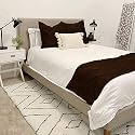 100% Cotton 3 Piece Pinch Pleated Bed Runner Set with 1 Decorative Bed Scarf &amp; 2 Cushion Covers (Single Size 54 * 25 Inches, Chocolate)