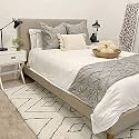 3 Piece Cotton Bed Runner Set 800 Thread Count Pinch Pleated Decorative Bed Scarf with 1 Bed Runner and 2 Cushion Covers (Queen Size, 90x25 Inches, Silver Grey)