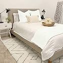 3 Piece Pinch Pleated Bed Runner Set and 2 Piece Cushion Cover, Decorative Bed Scarf (Queen Size 90*25 inch White Cotton 800 Thread Count)
