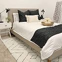 Bed Runner Set 100% Cotton 800 Thread Count 3 Piece Pinch Pleated Bed Runner Set, Decorative Bed Scarf, 1 Pinch Pleated Bed Runner and 2 Piece Cushion Cover (King, Dark Grey)