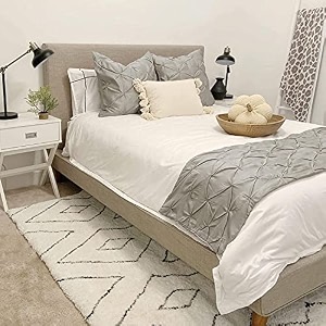 cotton 800 thread count 3 piece pinch pleated bed runner set decorative bed scarf and 2 piece cushion cover king size 102x25 inches silver grey