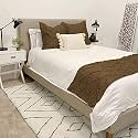 Cotton Bed Runner Set - 3 Piece Pinch Pleated Set, Decorative Bed Scarf and 2 Cushion Covers (King Size 102*25 inch Taupe, 800 Thread Count)