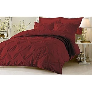 hotel luxurious 3 piece pinch pleated comforter bedding set 100 egyptian cotton 1200 thread count queen color burgundy