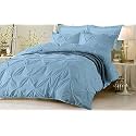 Hotel Luxurious 3 Piece Pinch Pleated Comforter Bedding Set 100% Egyptian Cotton 1200 Thread Count (California King Color, Sky Blue)