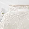 Hotel Luxurious 3 Piece Pinch Pleated Comforter Bedding Set 100% Egyptian Cotton 1200 Thread Count (King Color, Cream)