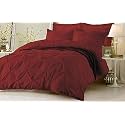 Hotel Luxurious 3 Piece Pinch Pleated Comforter Bedding Set 100% Egyptian Cotton 1200 Thread Count (Full Color, Burgundy)