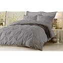 Hotel Luxurious 3 Piece Pinch Pleated Comforter Bedding Set 100% Egyptian Cotton 1200 Thread Count (Full Color, Ivory)