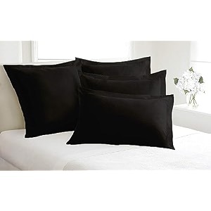 remium hotel quality 4 piece pillow shams 100 egyptian cotton 550 thread count pattern solid over size black20  36