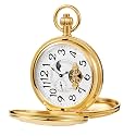 Vintage Full Copper Men's Mechanical Pocket Watch with Chain