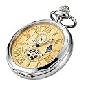 Vintage Full Copper Men's Mechanical Pocket Watch with Chain