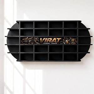 elegant oval-shaped car display case  premium laminated mdf wood showcase for collectible models