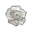 Elegant Pearl Camellia Flower Brooch For Women Lady Wedding Party Vintage Badges Lapel Pin Coat T-shirt Dress Clothing Accessories Jewelry Gift