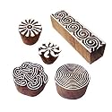 Elegant Shapes Spiral and Border Wood Block Print Stamps (Set of 5)