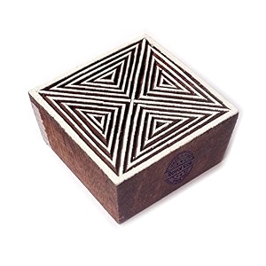 elegant square geometric design wooden printing stamp - diy henna fabric textile paper clay pottery block printing stamp