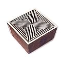 Elegant Square Geometric Design Wooden Printing Stamp - DIY Henna Fabric Textile Paper Clay Pottery Block Printing Stamp