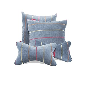 elegant polyester suede cu10 beige car seat neck rest pillow and cushions set of 4