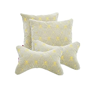 elegant polyester suede cu10 beige car seat neck rest pillow and cushions set of 4