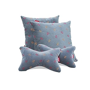 elegant polyester suede cu10 beige car seat neck rest pillow and cushions set of 4