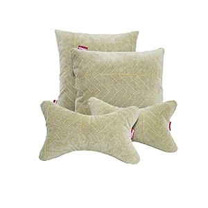 elegant polyester suede cu10 beige car seat neck rest pillow and cushions set of 4