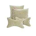 Elegant Polyester Suede Cu10 Beige Car Seat Neck Rest Pillow And Cushions (Set Of 4)