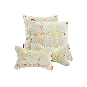 elegant polyester suede cu10 beige car seat neck rest pillow and cushions set of 4