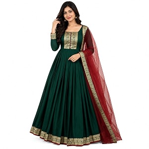 Elegant Vichitra Silk Gown with Jacquard Zari