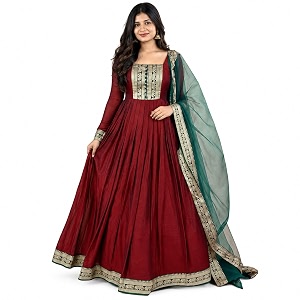 Elegant Vichitra Silk Gown with Jacquard Zari