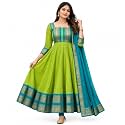Elegant Zari Jacquard Weaving Gown with Lace