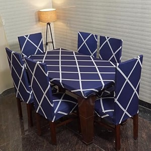 eleganta universal dining chair cover with table cover flexible slipcover polyester spandex printed stretch dining chair cover for home 109 x 185 cm kite dark 8 seater