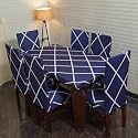 ELEGANTA Universal Dining Chair Cover with Table Cover Flexible Slipcover Polyester Spandex Printed Stretch Dining Chair Cover for Home (109 x 185 cm) (Kite Dark, 8 Seater)
