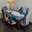 ELEGANTA Universal Dining Chair Cover with Table Cover Flexible Slipcover Polyester Spandex Printed Stretch Dining Chair Cover for Home (109 x 185 cm) (Kite Dark, 8 Seater)