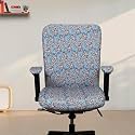 ELEGANTA Stretchable Office Chair Cover with Armrest | Pack of 6| Printed Polyester Blend Lycra | Removable, Washable &amp; Elastic Slipcover Protector | Rotating Seat Covers | Brown Leaf