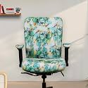 ELEGANTA Stretchable Office Chair Cover with Armrest | Pack of 6| Printed Polyester Blend Lycra | Removable, Washable &amp; Elastic Slipcover Protector | Rotating Seat Covers | Brown Leaf