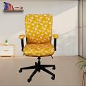 ELEGANTA Stretchable Office Chair Cover with Armrest | Pack of 2| Printed Polyester Blend Lycra | Removable, Washable &amp; Elastic Slipcover Protector | Rotating Seat Covers | Brown Leaf