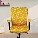 ELEGANTA Stretchable Office Chair Cover with Armrest | Pack of 2| Printed Polyester Blend Lycra | Removable, Washable &amp; Elastic Slipcover Protector | Rotating Seat Covers | Brown Leaf