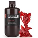 ELEGOO Upgraded Water Washable 3D Printer Resin 2.0, 405nm UV-Curing 3D Resin with Lower Shrinkage and Higher Precision for LCD 3D Printing Clear Red 1000g