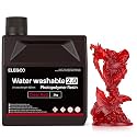 ELEGOO Upgraded Water Washable 3D Printer Resin 2.0, 405nm UV-Curing 3D Resin with Lower Shrinkage and Higher Precision for LCD 3D Printing Clear Red 2000g