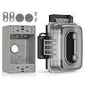 ELEGRP 1 Gang Weatherproof Exterior in Use Outlet Cover and Box Kit, Horizontal/Vertical Mount, Metallic Electrical Outlet Box, Heavy Duty in-Use Cover, UL/CUL Certified, 1 Pack