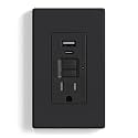 ELEGRP GFCI Outlet with USB Ports, 15 Amp Self-Test GFCI Combination with USB Ports, 24W Max Total Output, Tamper Resistant GFCI USB Outlet with Wall Plate, UL Listed, Matte Black, 1 Pack