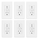 ELEGRP GFCI Outlet with USB Ports, 15 Amp Self-Test GFCI Combination with Dual USB C Ports, 24W Max Total Output, Tamper Resistant GFCI USB Outlet with Wall Plate, UL Listed, Matte White, 6 Pack