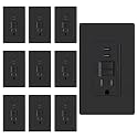 ELEGRP GFCI Outlet with USB Ports, 15 Amp Self-Test GFCI Combination with Dual USB C Ports, 24W Max Total Output, Tamper Resistant GFCI USB Outlet with Wall Plate, UL Listed, Matte Black, 10 Pack